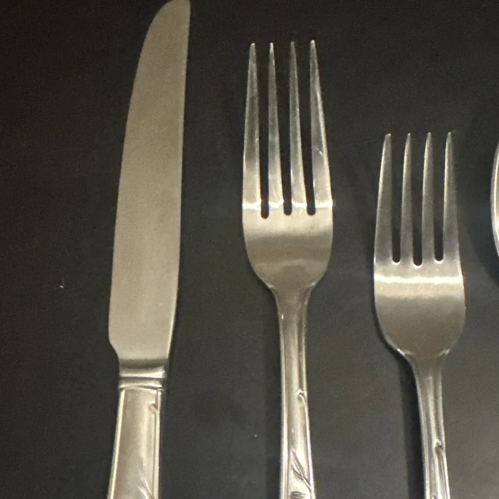 Cambridge Deer Hunting Pattern Satin Stainless Flatware 5 Piece Set Fork Spoon